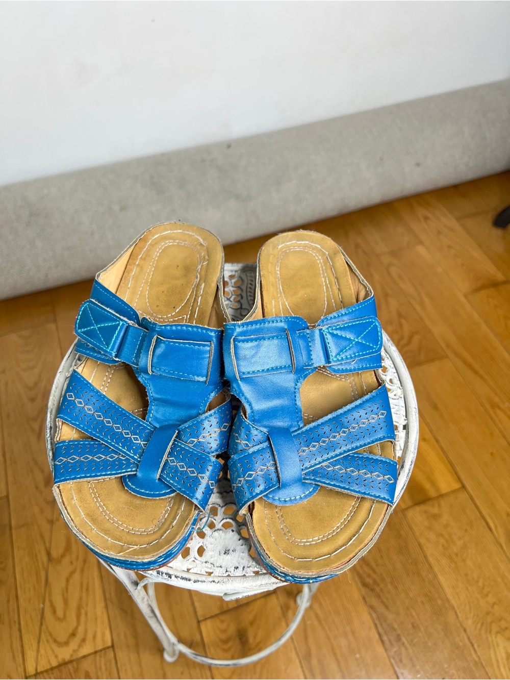 Vintage Blue Kids' Slide Sandals with Tan Insole